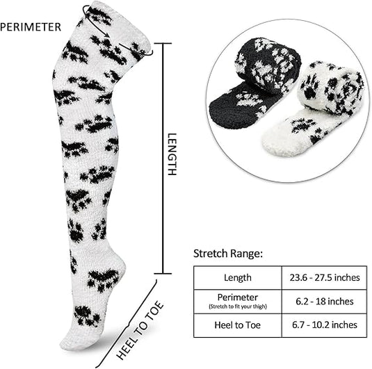 Thigh High Long Paws Pattern Socks 2 Pairs